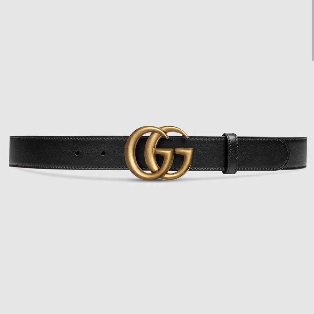 Gucci Black Belt with Gold GG Buckle